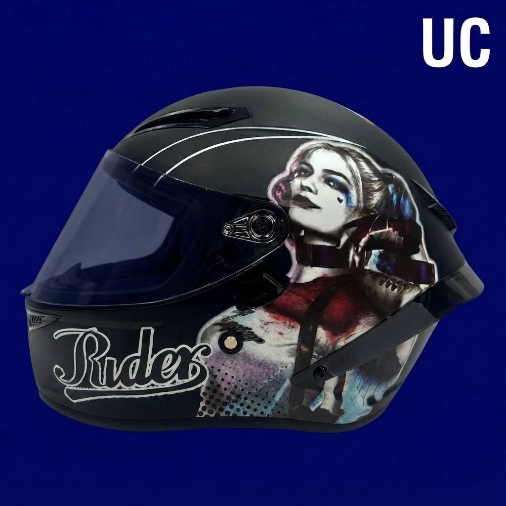 کلاه کاسکت فک ثابت عینک دار کایک Qike – مشکی هارلی کویین